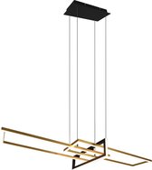 LED Hanglamp - Torna Salana - 34W - Warm Wit 3000K - Rechthoek - Mat Zwart/Goud - Aluminium