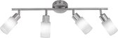 LED Plafondspot - Torna Jolin - E14 Fitting - 16W - Warm Wit 3000K - 4-lichts - Rond - Mat Nikkel - Aluminium