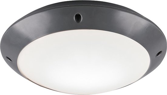 LED Plafondlamp - Torna Camiro - Opbouw Rond - Waterdicht IP54 - E27 Fitting - Mat Zwart - Kunststof