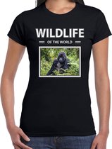 Dieren foto t-shirt Gorilla aap - zwart - dames - wildlife of the world - cadeau shirt Gorillas liefhebber XL