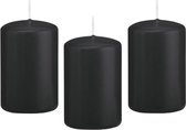 12x Zwarte cilinderkaars/stompkaars 5 x 8 cm 18 branduren - Geurloze kaarsen - Woondecoraties