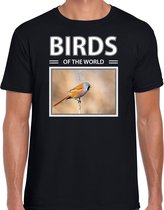Dieren foto t-shirt Baardmannetje vogel - zwart - heren - birds of the world - cadeau shirt Baardmannetjes liefhebber M