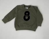 Sweater cijfer met naam - Leger groen, 74