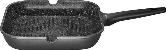 Sola Fair Cooking Grillpan - Ø 28 cm - Aluminium Grillpan - Premium Anti-Aanbaklaag - Geschikt voor Elektrisch, Gas, Keramisch en Inductie - Zwart/Wit