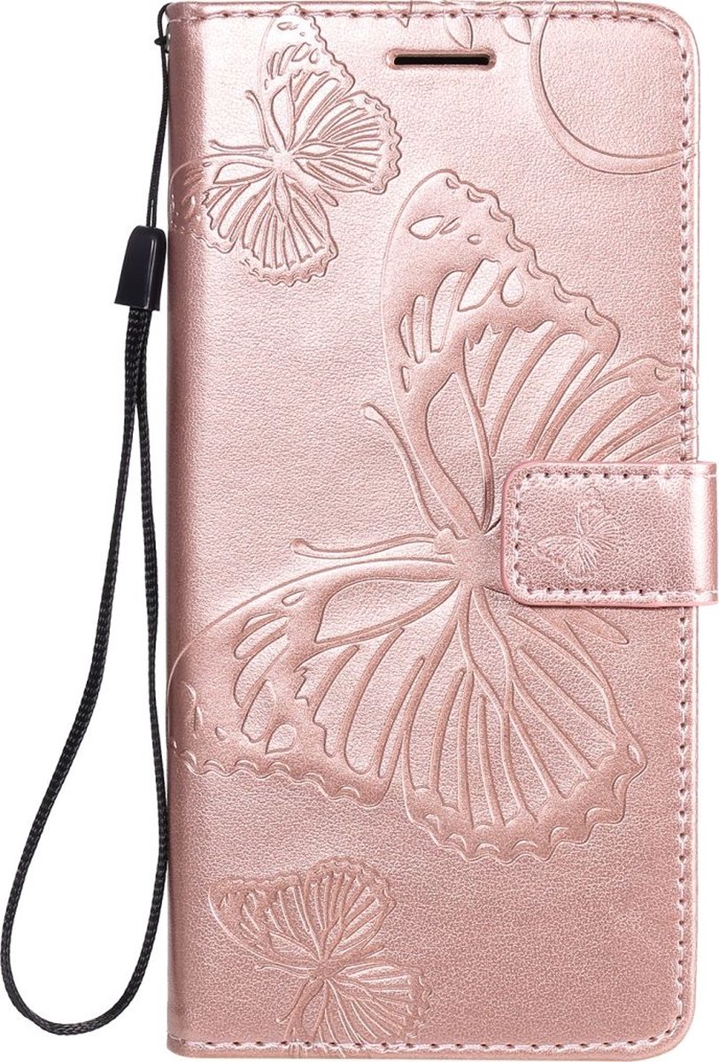 Mobigear Telefoonhoesje geschikt voor Samsung Galaxy A31 Hoesje | Mobigear Butterfly Bookcase Portemonnee | Pasjeshouder voor 2 Pasjes | Telefoonhoesje voor Pinpas / OV Kaart / Rijbewijs - Roségoud