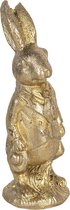 Clayre & Eef Beeld Konijn 11 cm Goudkleurig Kunststof Woonaccessoires beeld decoratie Paashaas