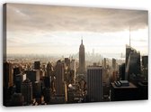 Schilderij New York City panorama, 2 maten, beige, Premium print