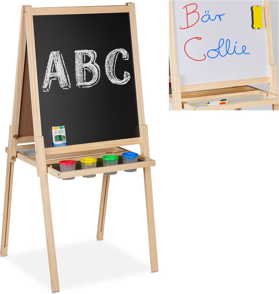 Alstublieft dialect militie Relaxdays krijtbord staand - accessoires - tekenbord kinderen - schoolbord  - whiteboard | bol.com
