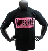 Super Pro T-Shirt S.P. Block-Logo Zwart/Roze maat 140