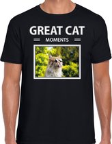 Dieren foto t-shirt rode kat - zwart - heren - great cat moments - cadeau shirt katten liefhebber M