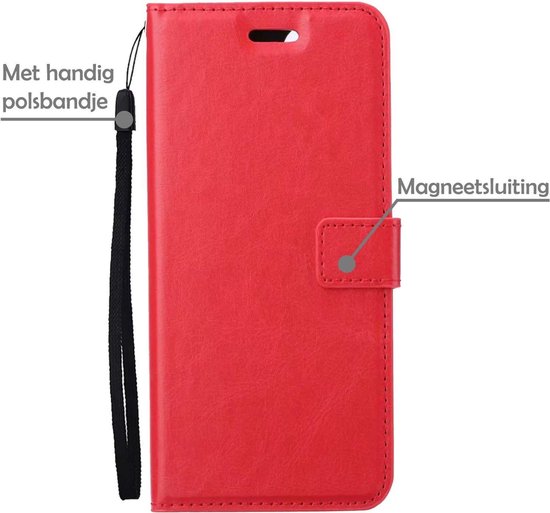 Samsung A72 Case Book Case Avec Protecteur D'écran - Samsung Galaxy A72 Case Wallet Cover - Samsung A72 Case With Screen Protector - Rouge