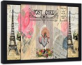 Foto in frame , Briefkaart uit Parijs , 120x80cm , Multikleur , wanddecoratie