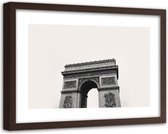 Foto in frame , Arc De Triomphe , Parijs  ,120x80cm , Zwart wit , wanddecoratie