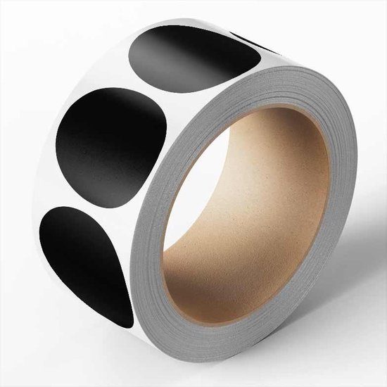 Ronde zwarte markeringsstickers zelfklevende folie 100 stuks op rol