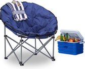 Relaxdays Campingstoel moonchair - klapstoel XXL - gepolsterd - kampeerstoel - donkerblauw