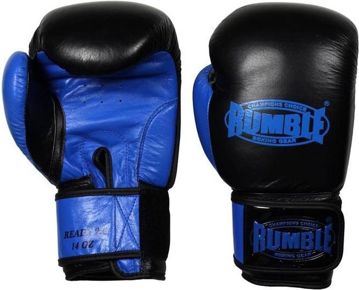 Rumble Ready 2.0 Leer (kick)bokshandschoen Zwart-Blauw 6 Oz
