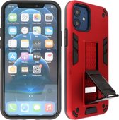 Stand Shockproof Telefoonhoesje - Magnetic Stand Hard Case - Grip Stand Back Cover - Backcover Hoesje voor iPhone 12 Mini - Rood