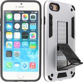 Hoesje met Magnetic Stand Hard Case Geschikt voor de iPhone SE 2020 - iPhone 8 - iPhone 7 - Stand Shockproof Telefoonhoesje - Grip Stand Back Cover - Zilver