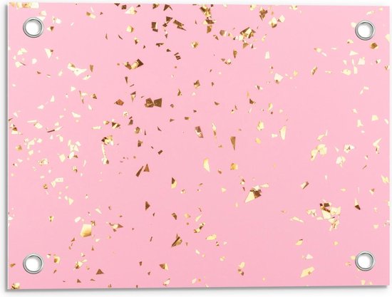 Tuinposter – Roze Achtergrond met Goudenvlokken - 40x30cm Foto op Tuinposter  (wanddecoratie voor buiten en binnen)