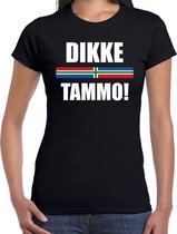 Dikke tammo met vlag Groningen t-shirt zwart dames - Gronings dialect cadeau shirt XXL