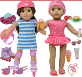 Doll 3 in 1 Summer Set - Roller Skates, Bathing Suit & Picnic Set - 3in1 Zomer 46cm Pop Set