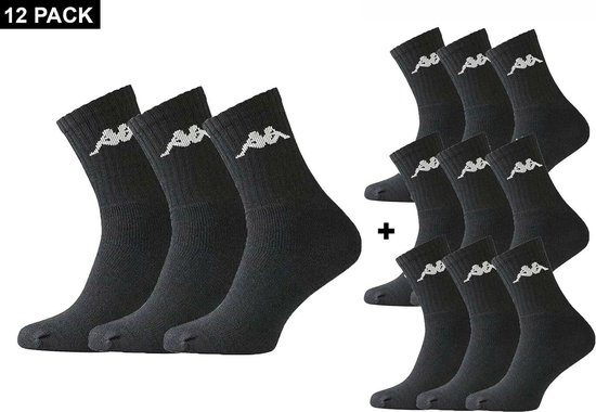 Kappa - Trisper Tennis Sock 12 pack - Voordeelpack Sokken - Zwart