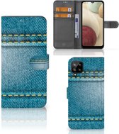 Wallet Book Case Samsung Galaxy A12 Telefoon Hoesje Jeans