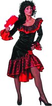 Wilbers & Wilbers - Spaans & Mexicaans Kostuum - Rood Zwarte Hola Que Tal Spaanse De Luxe Flamenco Jurk Vrouw - Rood - Maat 48 - Carnavalskleding - Verkleedkleding