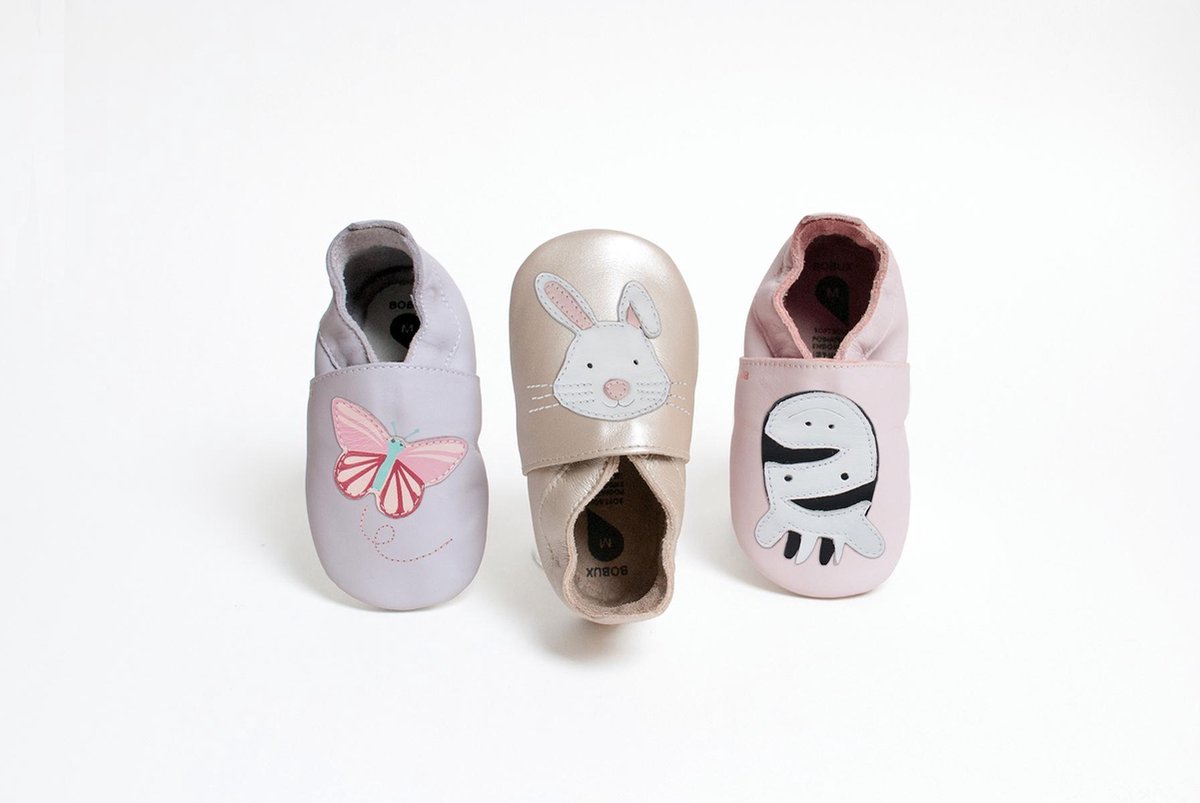 Bobux Soft Soles - Baby Slofjes Leer - Zebra Grey - Maat 18