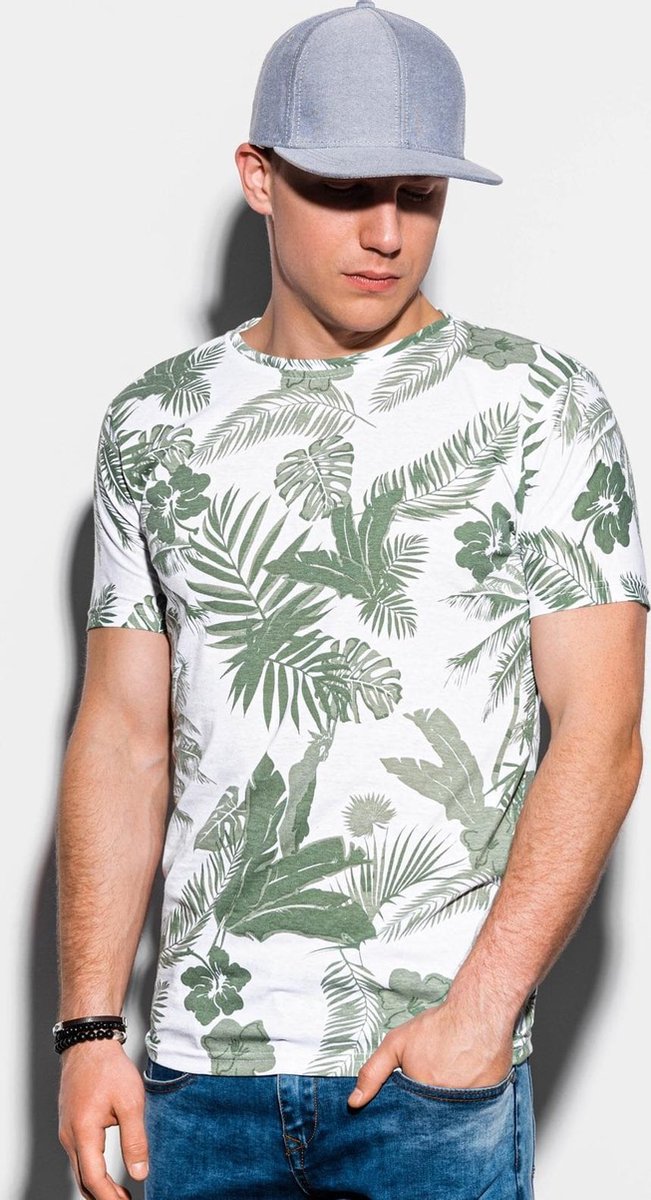 Ombre - heren T-shirt print - groen - S1297 - sale