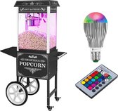 Popcornmachine met onderstel en LED-belichting - Retro-Design - zwart