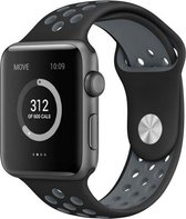 Mobigear Active Siliconen Bandje Geschikt voor Apple Watch Series 7 (41 mm) - Zwart / Grijs