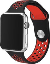 Mobigear Active Siliconen Bandje Geschikt voor Apple Watch Series 7 (45 mm) - Zwart / Rood