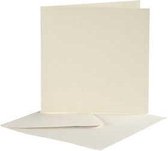 Kaarten met envelop, afmeting kaart 12,5x12,5 cm, afmeting envelop 13,5x13,5 cm, off-white, 6 sets