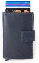 Figuretta Leren Cardprotector RFID Compact Creditcardhouder Blauw
