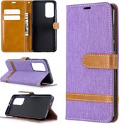 Voor Huawei P40 Kleuraanpassing Denim Texture Horizontaal Flip Leather Case met houder & kaartsleuven & Wallet & Lanyard (paars)