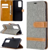 Voor Huawei P40 Kleuraanpassing Denim Texture Horizontaal Flip Leather Case met houder & kaartsleuven & Wallet & Lanyard (grijs)
