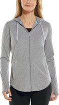 Coolibar - UV-werende Full zip hoodie voor dames - LumaLeo Zip-Up - Grijs - maat XS