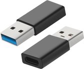 Mobiparts USB-A naar USB-C Adapter - Zwart