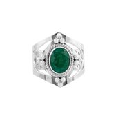 Nimue | Ring 925 zilver met smaragd edelsteen | edelstenen sieraden | dames ringen zilver | Maat 19