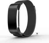 Milanees Smartwatch bandje - Geschikt voor Fitbit Charge 2 Milanese band - zwart - Strap-it Horlogeband / Polsband / Armband - Maat: Maat S