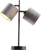 Olucia Talita - Moderne Tafellamp - Metaal/Stof - Goud;Grijs