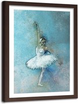 Foto in frame , Ballerina ,120x80cm , blauw wit , wanddecoratie