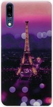 ADEL Siliconen Back Cover Softcase Hoesje Geschikt voor Huawei P20 - Parijs Eiffeltoren