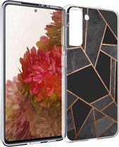 iMoshion Hoesje Geschikt voor Samsung Galaxy S21 Hoesje Siliconen - iMoshion Design hoesje - Zwart / Meerkleurig / Goud / Black Graphic