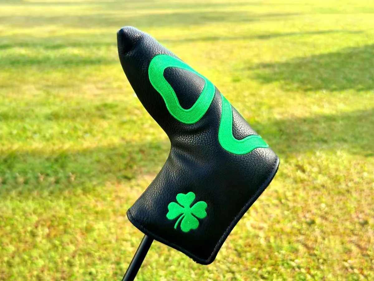 Golffmaniac - Golfputter PU cover - Klaver - zwart / groen - headcover golf - klavertje vier - universeel