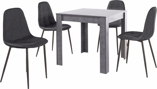 Foto: Bybusby eettafel set met uitschuifbare eettafel 4 stoelen vouwbare eettafel multifunctionele uitschuifbare eettafel met wielen