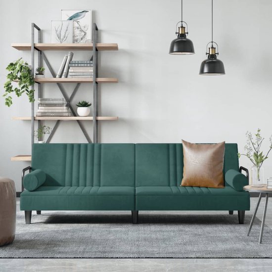 The Living Store Fluwelen Slaapbank - Donkergroen - Verstelbare rugleuning - Comfortabele zit - Stevig frame - 205x89x70 cm