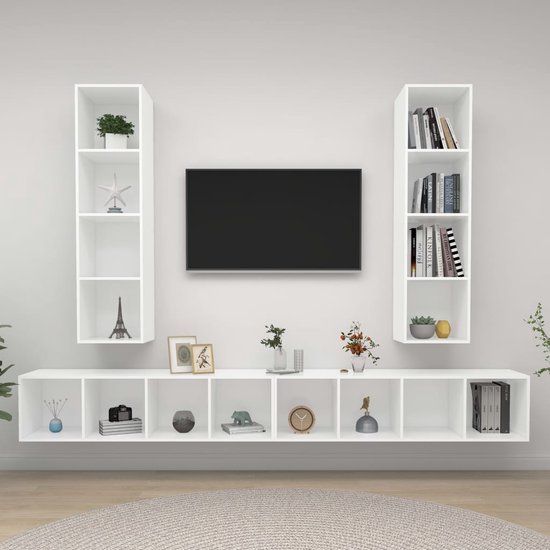 Ensemble meuble TV The Living Store - blanc - panneaux de particules - 37 x  37 x 142,5... | bol