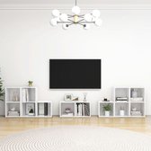 The Living Store Klassiek TV Meubel Set - Hoogglans Wit - 37x35x37 cm - 72x35x36.5 cm